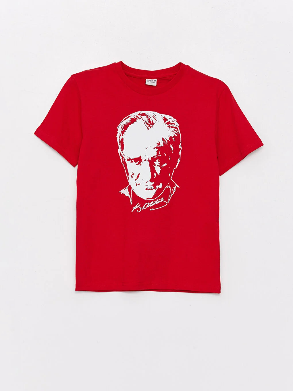 Bisiklet Yaka Atatürk Baskılı Kısa Kollu Çocuk Tişört