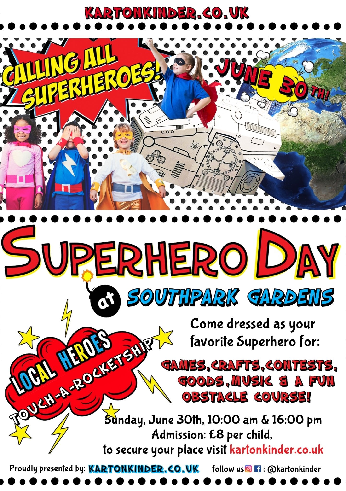 Superhero Day  30th June The Southpark Gardens  kapak resmi KartonKinder KartonKinder
